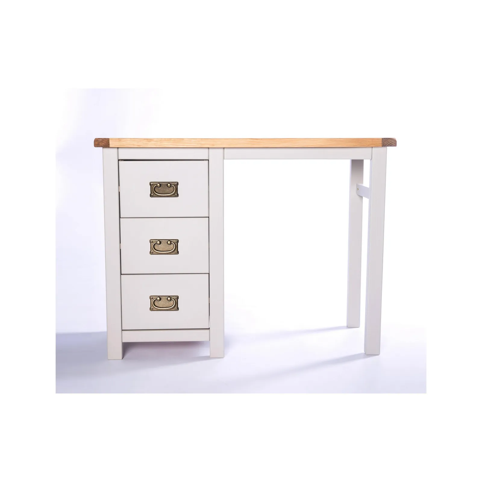 Cabinet Bits Argenta 3 Drawer Desk - Dressing Table Brass Drop Handle in Light Grey 3