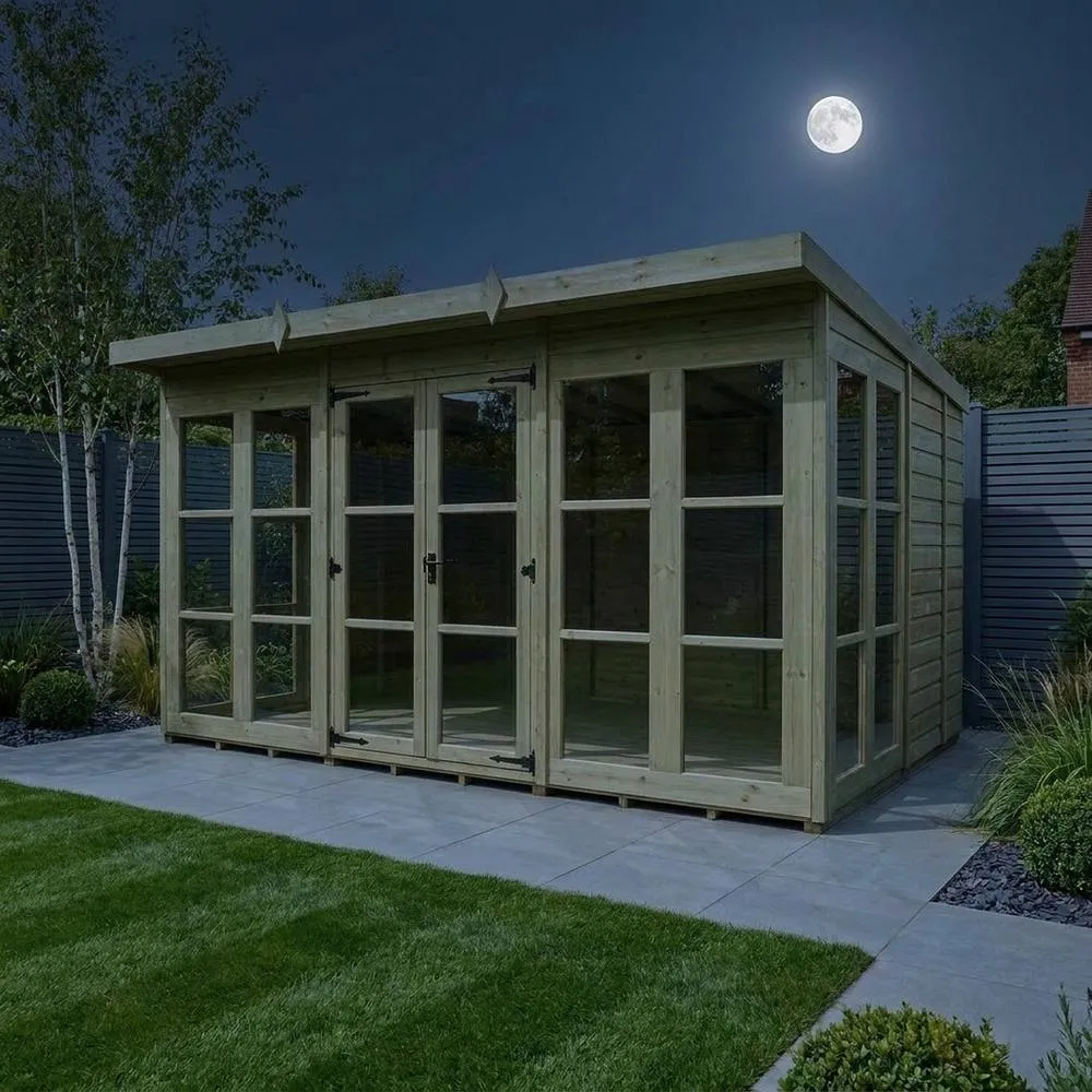 Buttercup Farm 12ft x 9ft Georgian Pent Summer House - Pressure Treated Timber in Natural 3