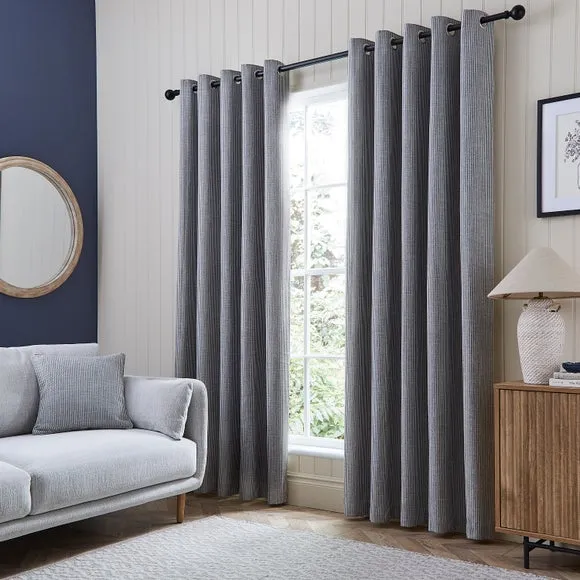 Walker Tonal Stripe Eyelet Curtains 2