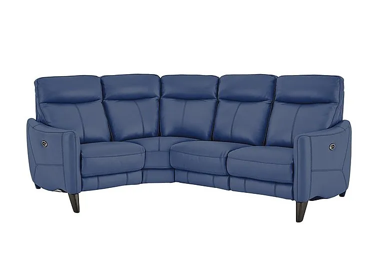 Compact Collection Petit Leather Left Hand Facing Corner Sofa - BV Ocean Blue