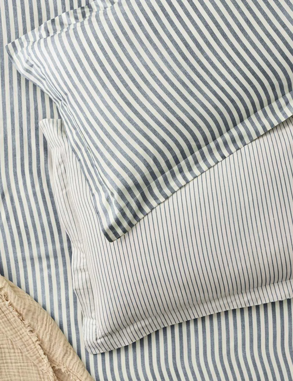 YARD 2 Pack Pure Cotton Hebden Stripe Pillowcases Blue Mix