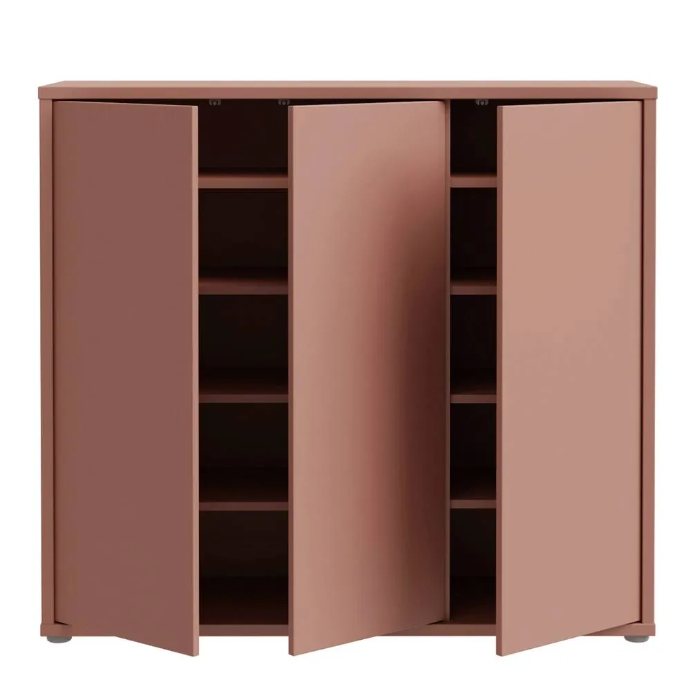 Furniture To Go Alice Springs Shoe Cabinet with 3 Doors Push-to-Open in Terracotta 6