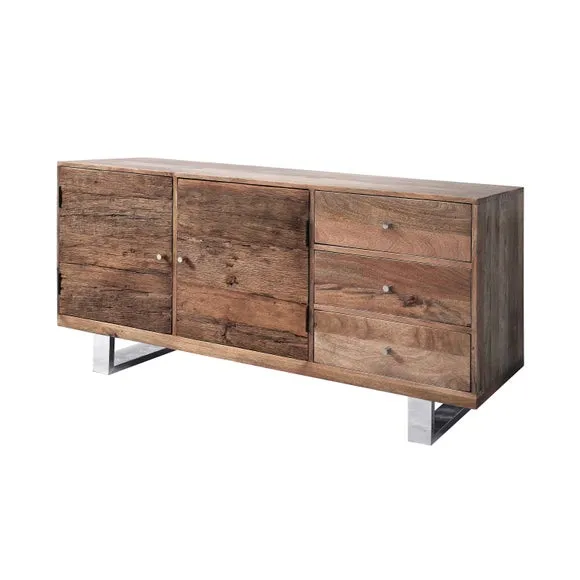 Indus Valley Railway Sleeper 2 Door 3 Drawer Sideboard 4