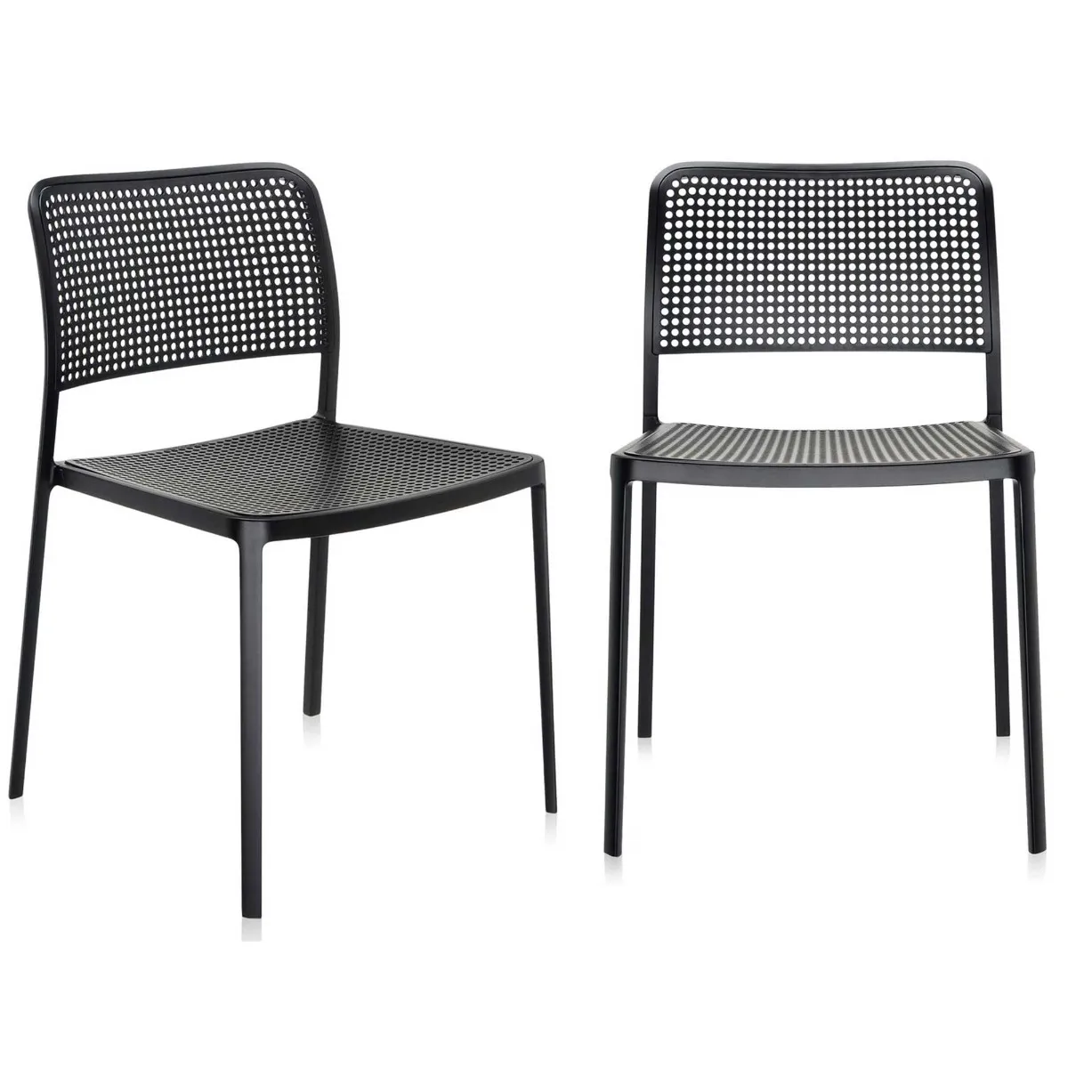 Pair of Kartell Audrey Dining Chairs - Black - Aluminium  - Plain - W52 x D51 x H80cm - Barker & Stonehouse