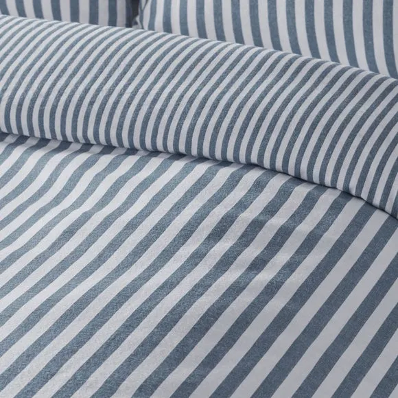 Catherine Lansfield Stripe 100% Brushed Cotton Reversible Duvet Cover & Pillowcase Set 4