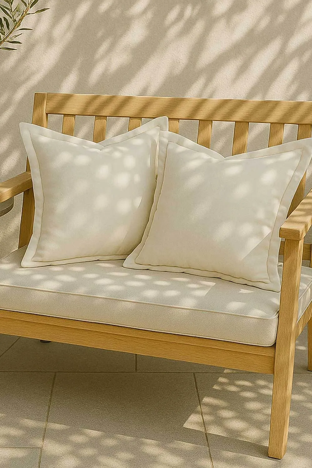 Homescapes Luxury Waterproof Plain Outdoor Cushion 45 x 45 cm, Set of 2 in Natural 5
