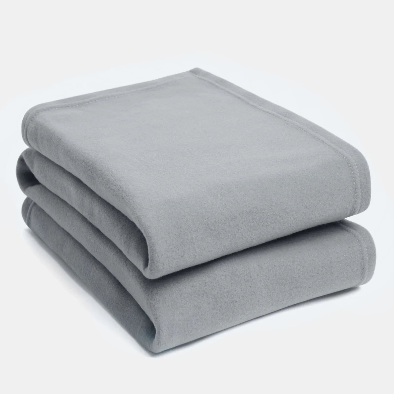OHS Warm Plain Fleece Throw Over Bed Blanket in Light Grey