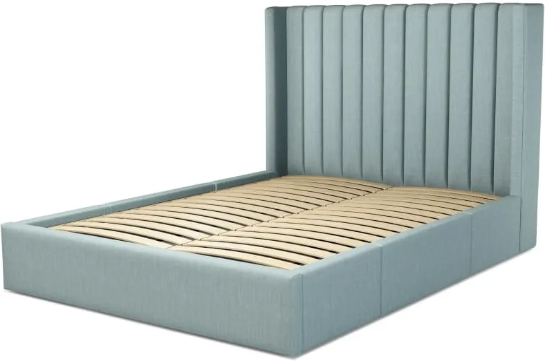 Cory King Size Bed with Storage Drawers, Sea Green Cotton