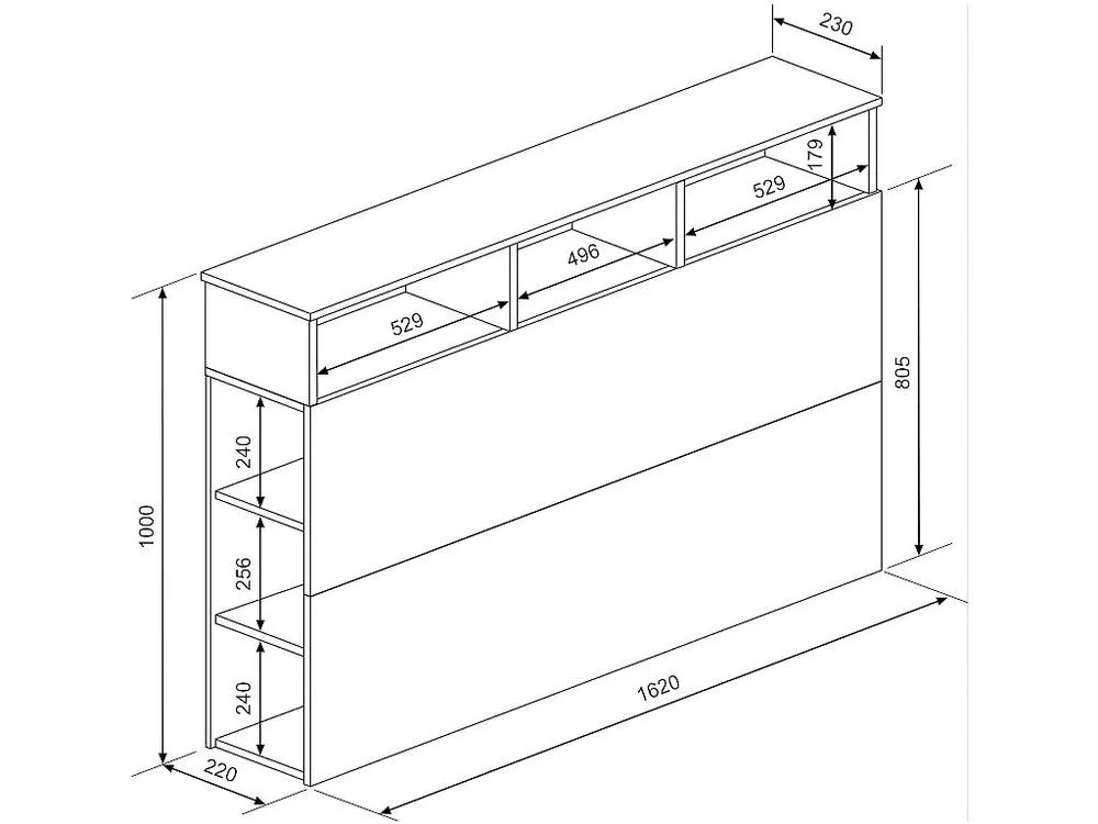 Vente-unique Headboard With Storage - 160 Cm - White & Oak - NASTIA 6