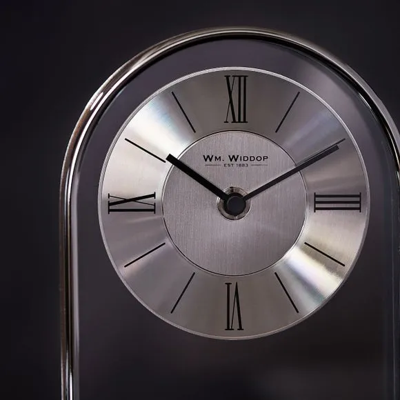 Widdop Chrome & Wood Veneer Mantel Clock 2