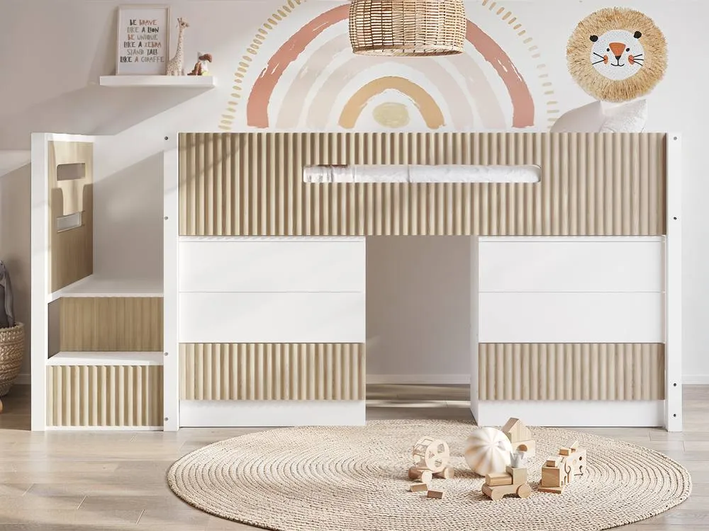 Flair Luca Ribbed Mid Sleeper Bed in Light Oak 4