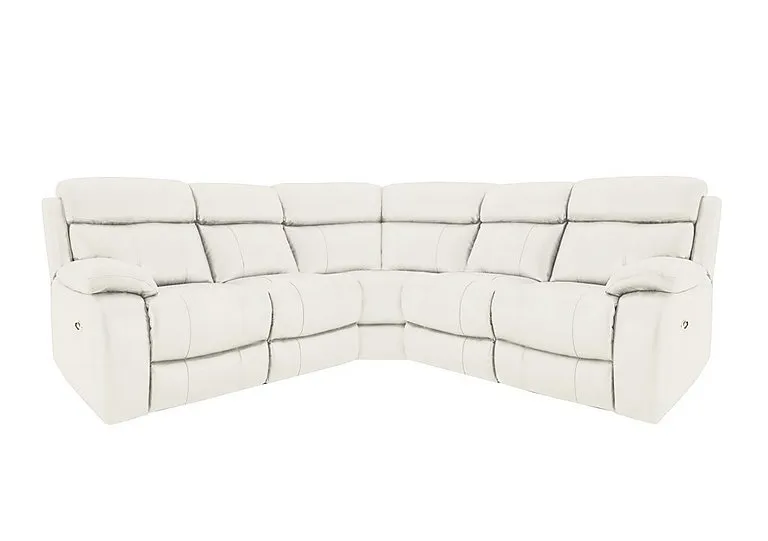 Moreno Leather Manual Recliner Corner Sofa - BV Star White