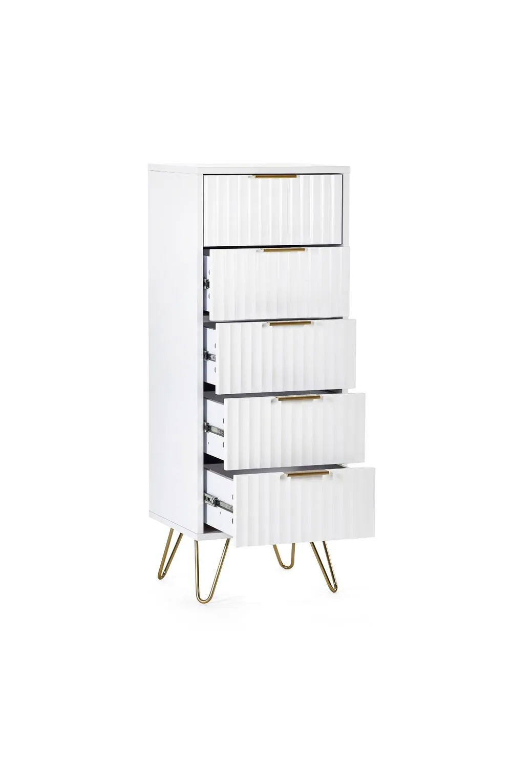 Julian Bowen Murano 5 Drawer Tall Slim Chest in White 4