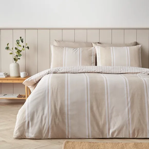 Catherine Lansfield Banded Stripe Polycotton Duvet Cover & Pillowcase Set 1