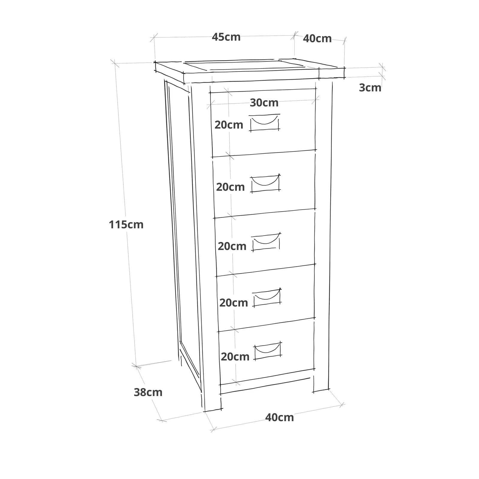 Cabinet Bits Lovere 5 Drawer Narrow Chest of Drawers Bras Drop Handle in Off-White 2