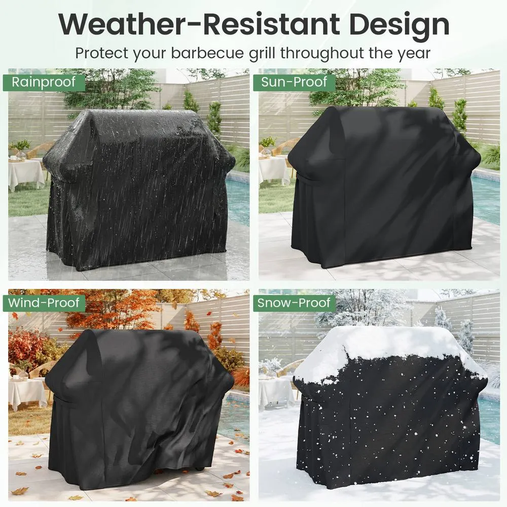 Costway Grill Cover Heavy Duty Waterproof BBQ Cover with Dual Handles in Black 4