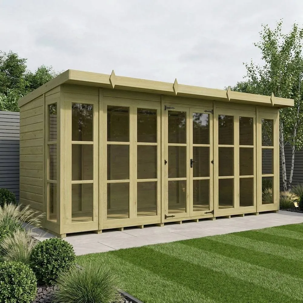 Buttercup Farm 16ft x 6ft Georgian Pent Summer House - Pressure Treated Timber in Brown 2