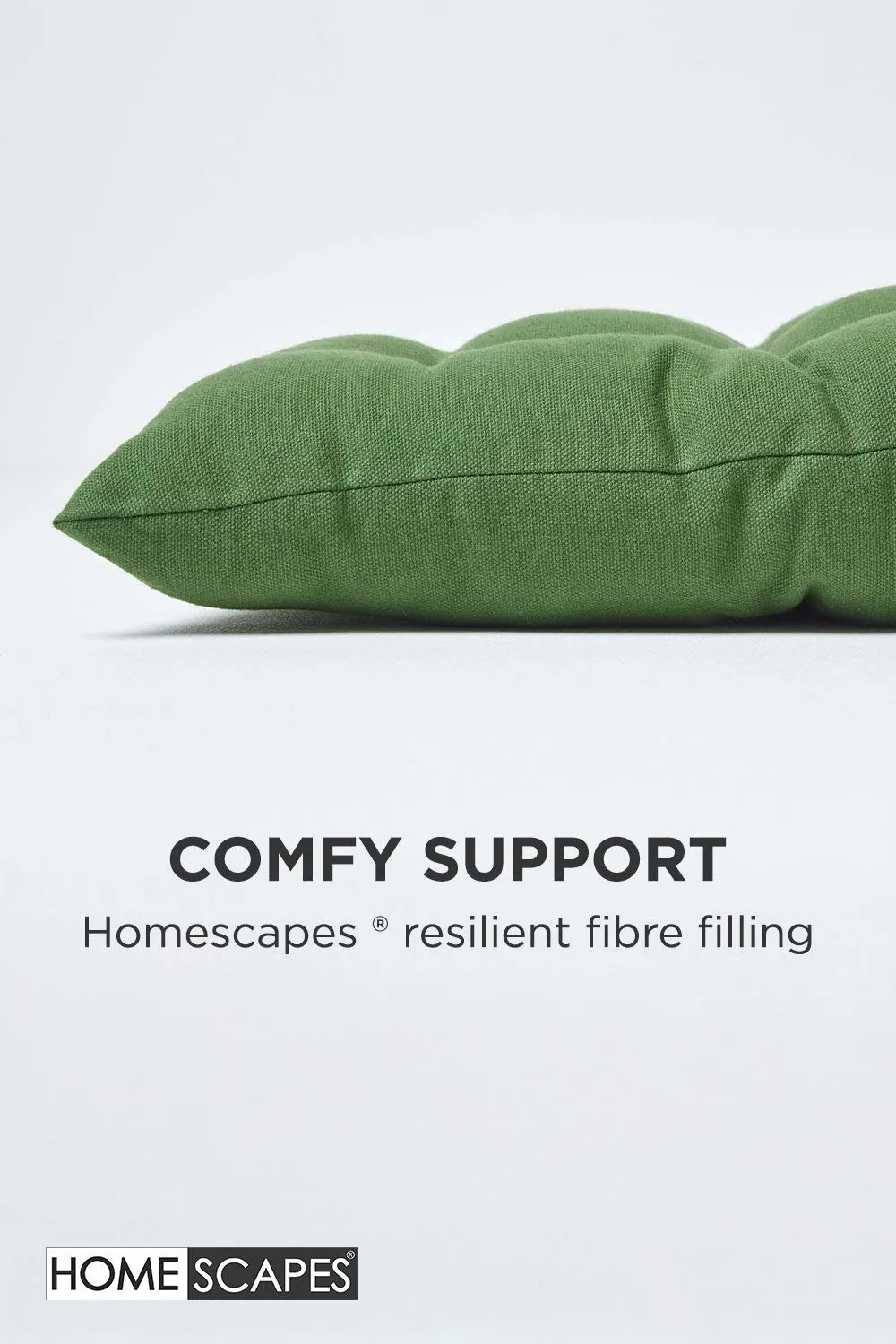 Homescapes Garden Bench Cushion Luxury 2 Seater Cotton Indoor Outdoor Pad, 108 x 42cm in Dark Olive 4