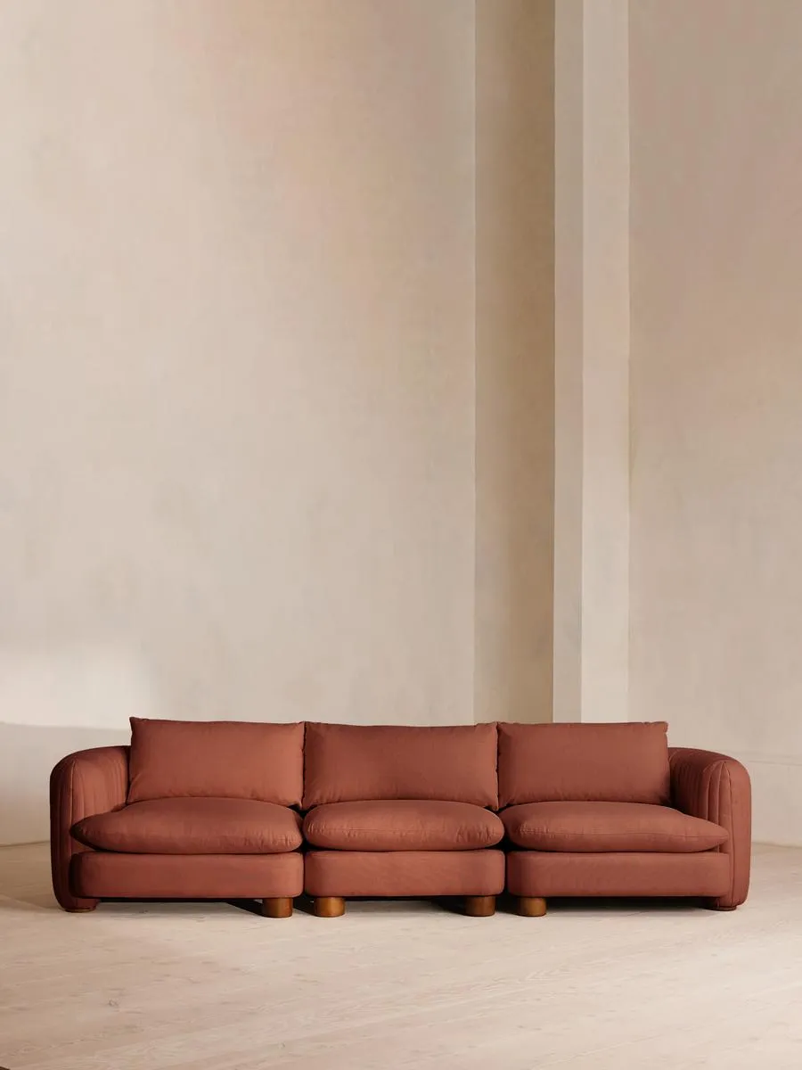 Vivienne Modular Sofa, Four Seater, Linen, Sienna
