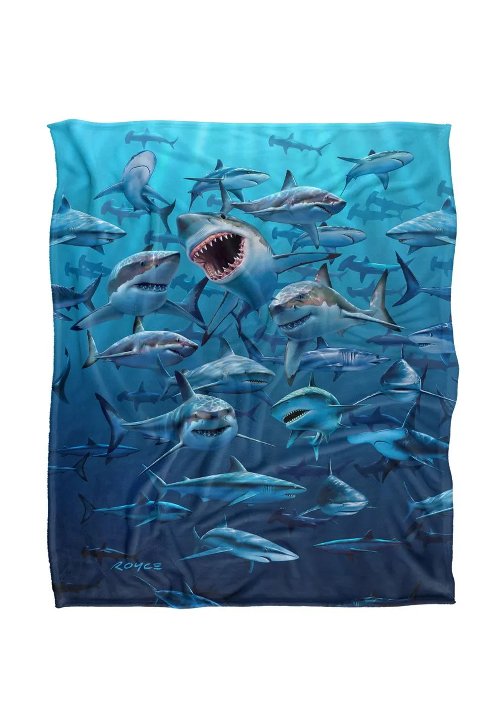 JQ Licensing Royce Mcclure Wish You Were Here Great White Sharks Silky Touch Super Soft Throw Blanket 152 X 127 cm