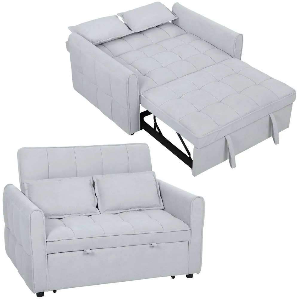 HOMCOM 2 Seater Sofa Bed, 3-in-1 Sleeper Sofa with Adjustable Backrest in Light Grey 2