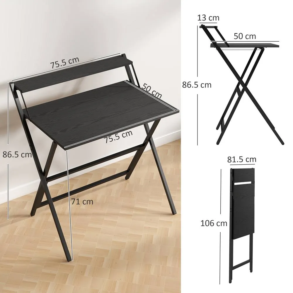 HOMCOM 81.5 cm Folding Computer Desk for Small Spaces Bedroom, Black 3