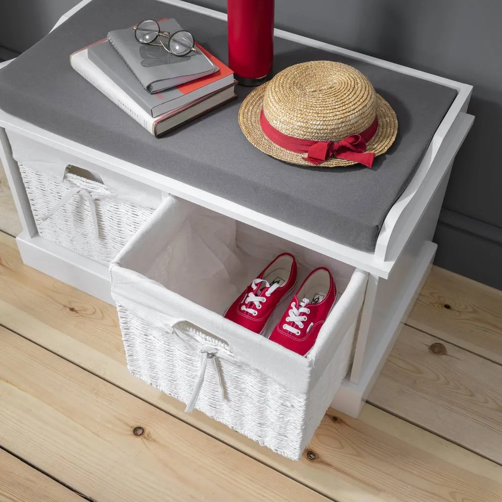 Nöa and Nani Stockholm Storage Bench with 2 Baskets in White 5