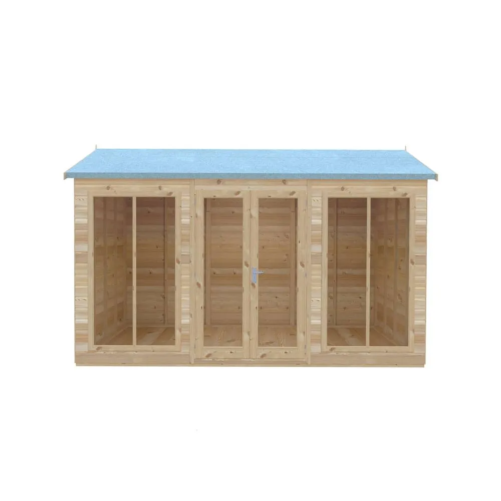 Shires Mayfield 12 x 8 Summerhouse - Wood - L239 x W357 x H2229 cm in Light Brown