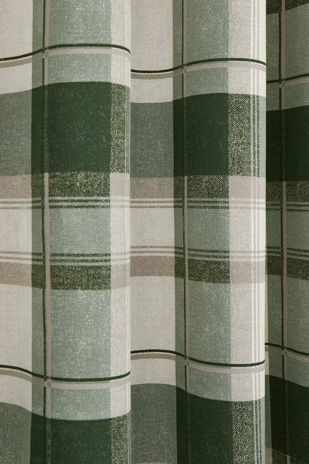 Fusion 'Balmoral Check' Country Checked Pattern Pair of Eyelet Curtains in Bottle Green 3