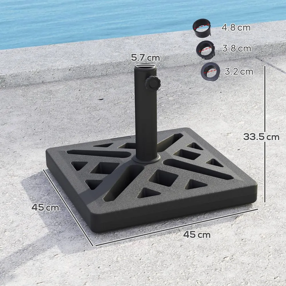 OUTSUNNY Parasol Base 15kg Garden Umbrella Stand with Cut-Out Design, Black 3