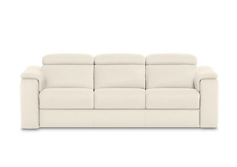 Canto 3 Seater 3 Cushion Leather Sofa - Torello Bianco Puro