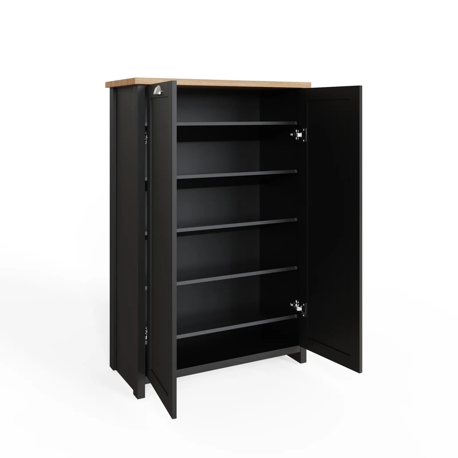 GFW Lancaster 2 Door Shoe Cabinet in Black 4