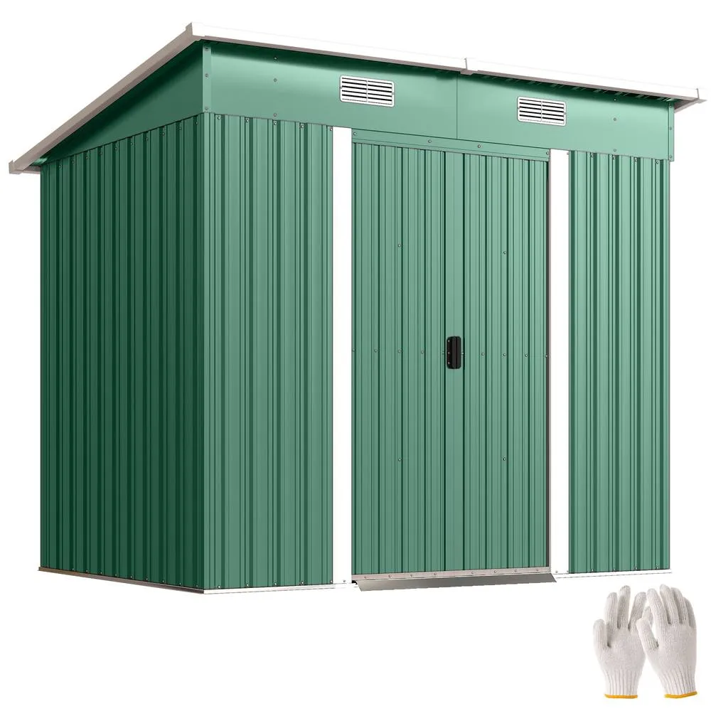 OUTSUNNY 7 x 4ft Outdoor Garden Storage Shed for Garden Green 2