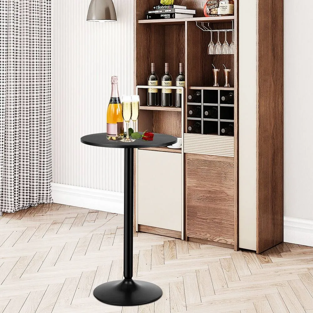 Costway Round Bar Table Counter Bistro Pub Table for Restaurant Kitchen in Black 6