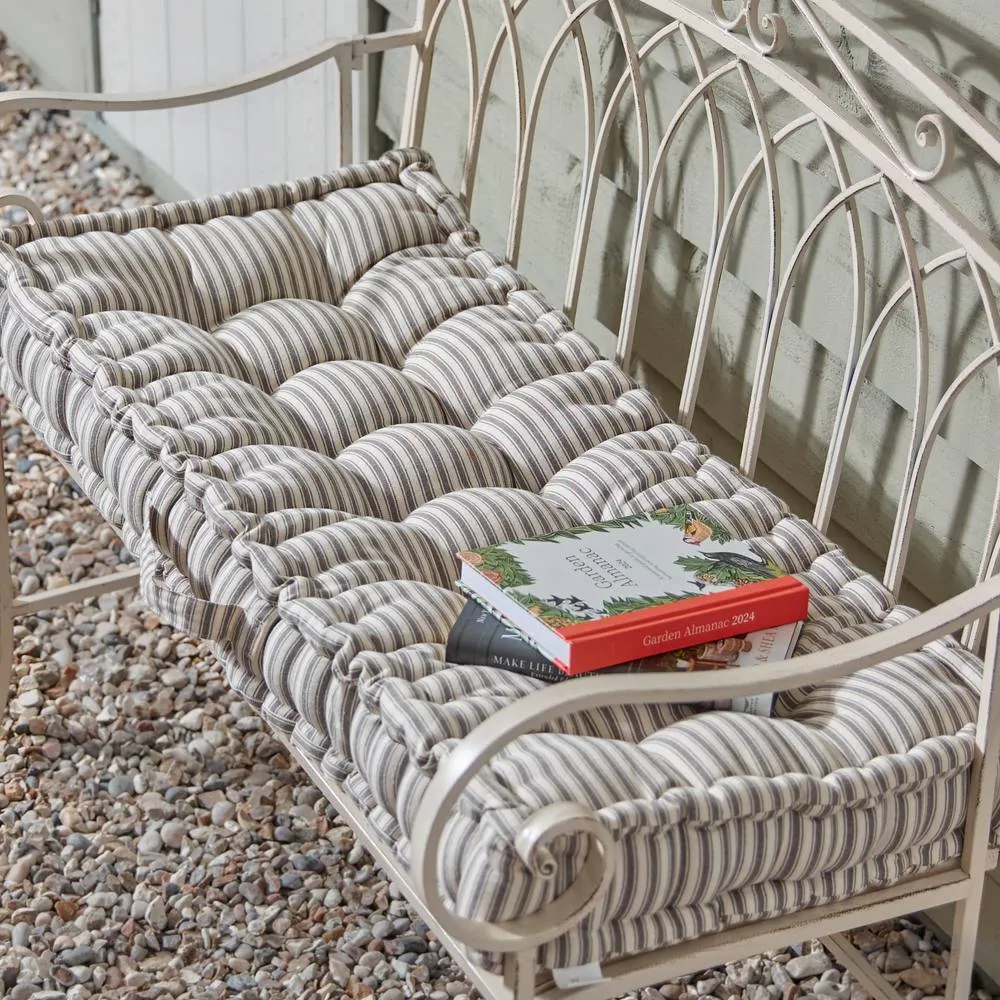 Dibor Grey Reversible Chair Pad Bench Seat Pad Cushion L105 x W42cm in Cream