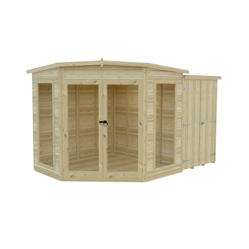 Shires Barclay 7 x 11 Feet with Side Shed - L119 x W205 x H190.3 cm in Natural