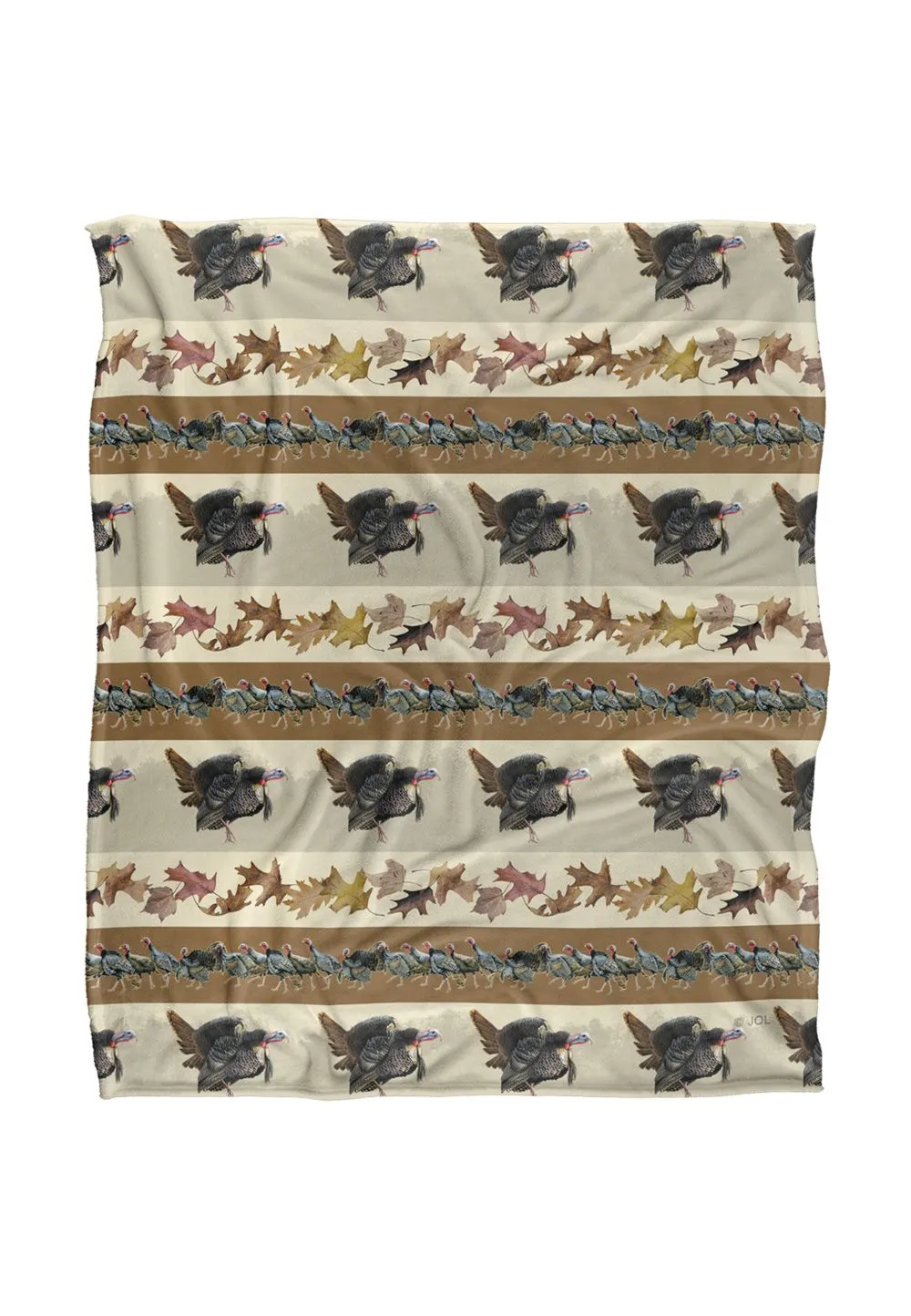 JQ Licensing Bs-Jp Turkey Autumn Leaf Pattern Silky Touch Super Soft Throw Blanket 152 X 127 cm in White