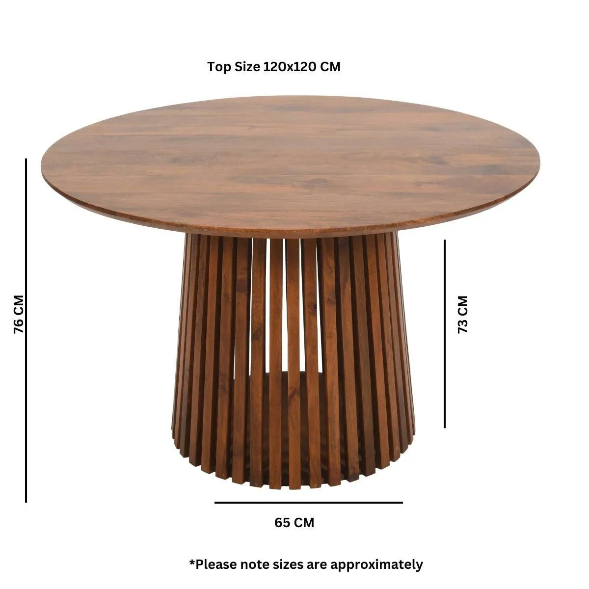 IH Design Carney Mango Wood Round Dining Table 4 To 6 Seater in Brown 4
