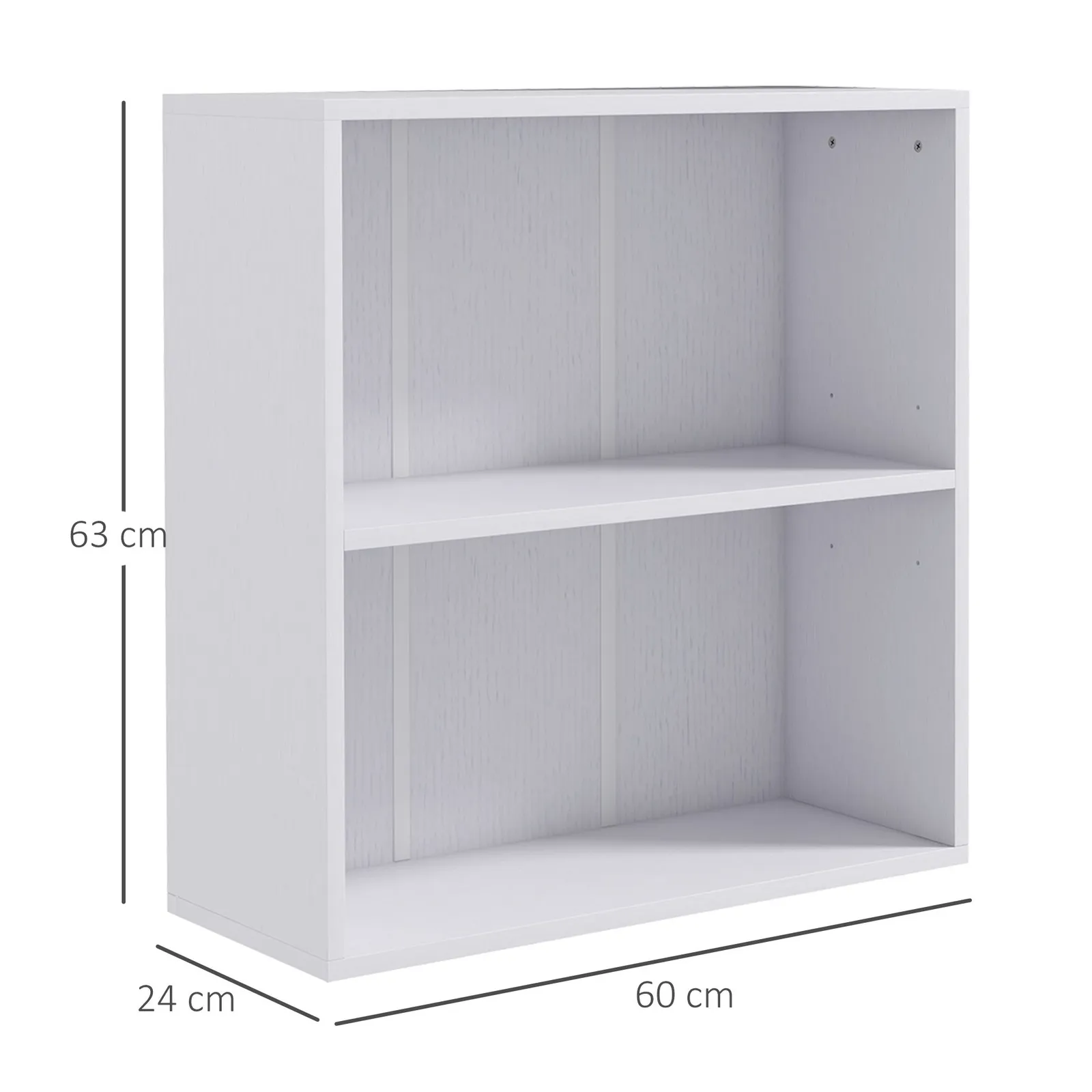 HOMCOM Bookshelf Display Storage Shelf with 2 Compartments for Study in White 3