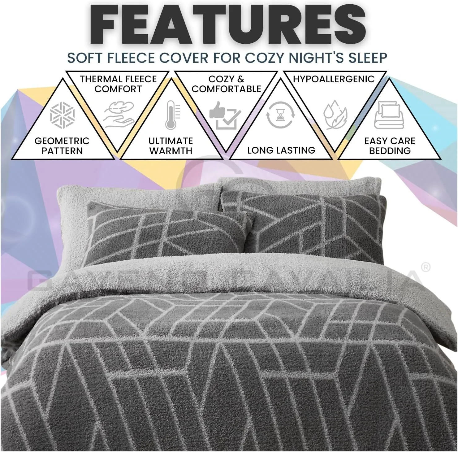 GAVENO CAVAILIA Ely Geo Printed Duvet Cover in Charcoal 3