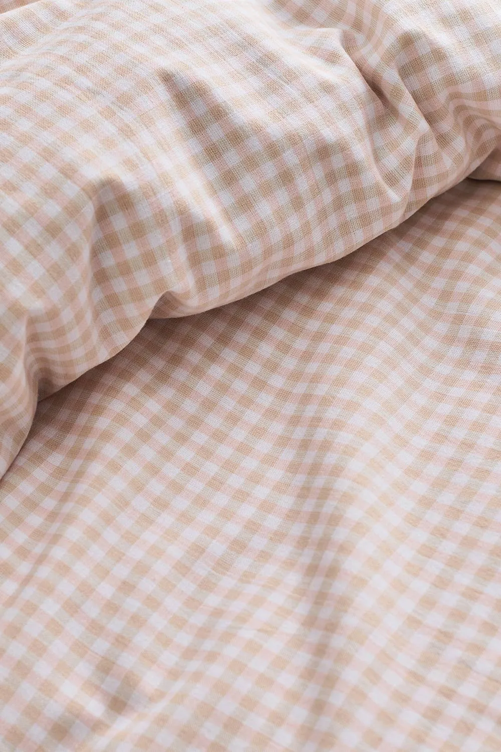 CHRISTY 'Gingham Yarn Dye' Textured Airy Yarn Dye Cotton Duvet Cover Set in Pink 3