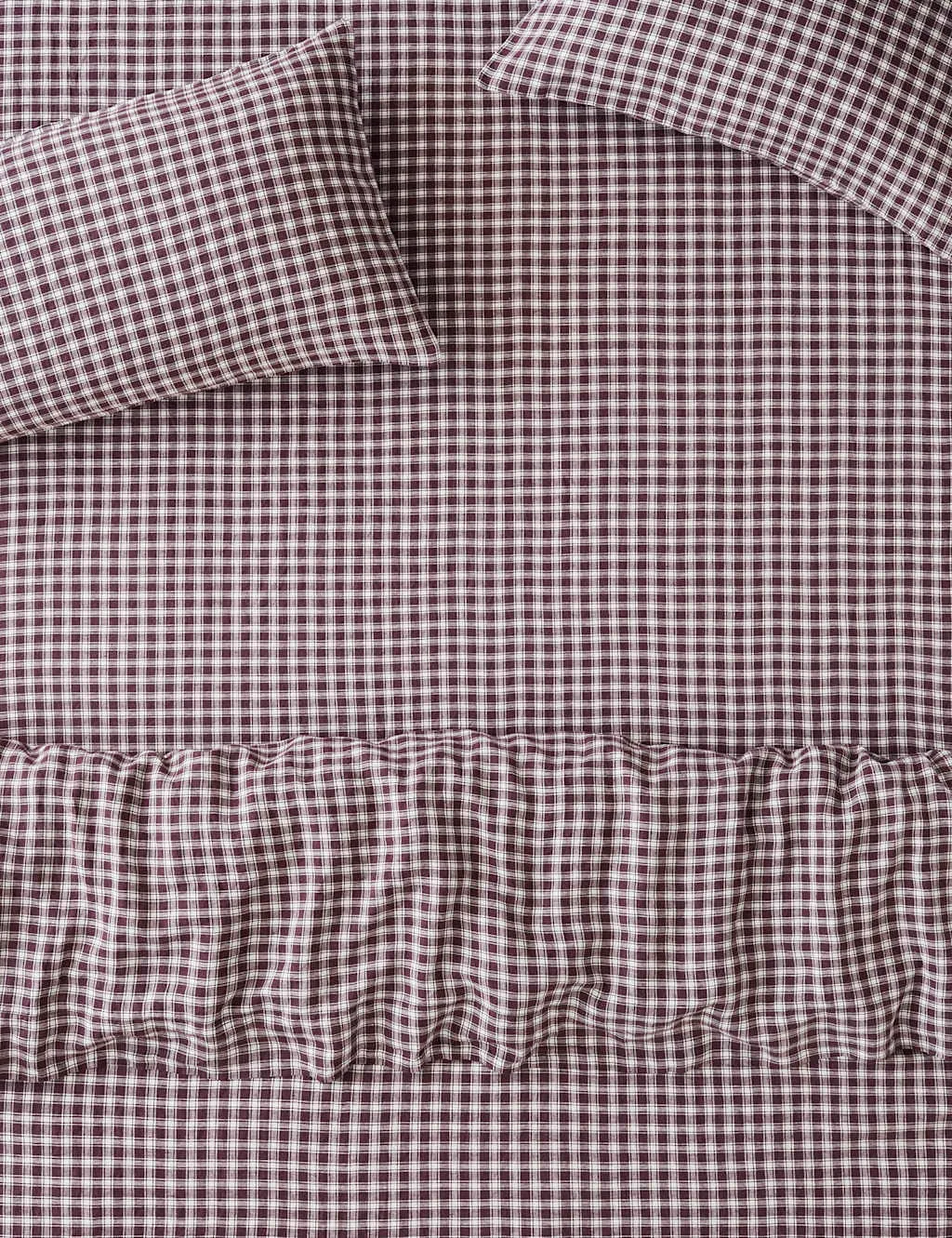 Piglet In Bed Pure Linen Patterned Fitted Sheet Dark Berry
