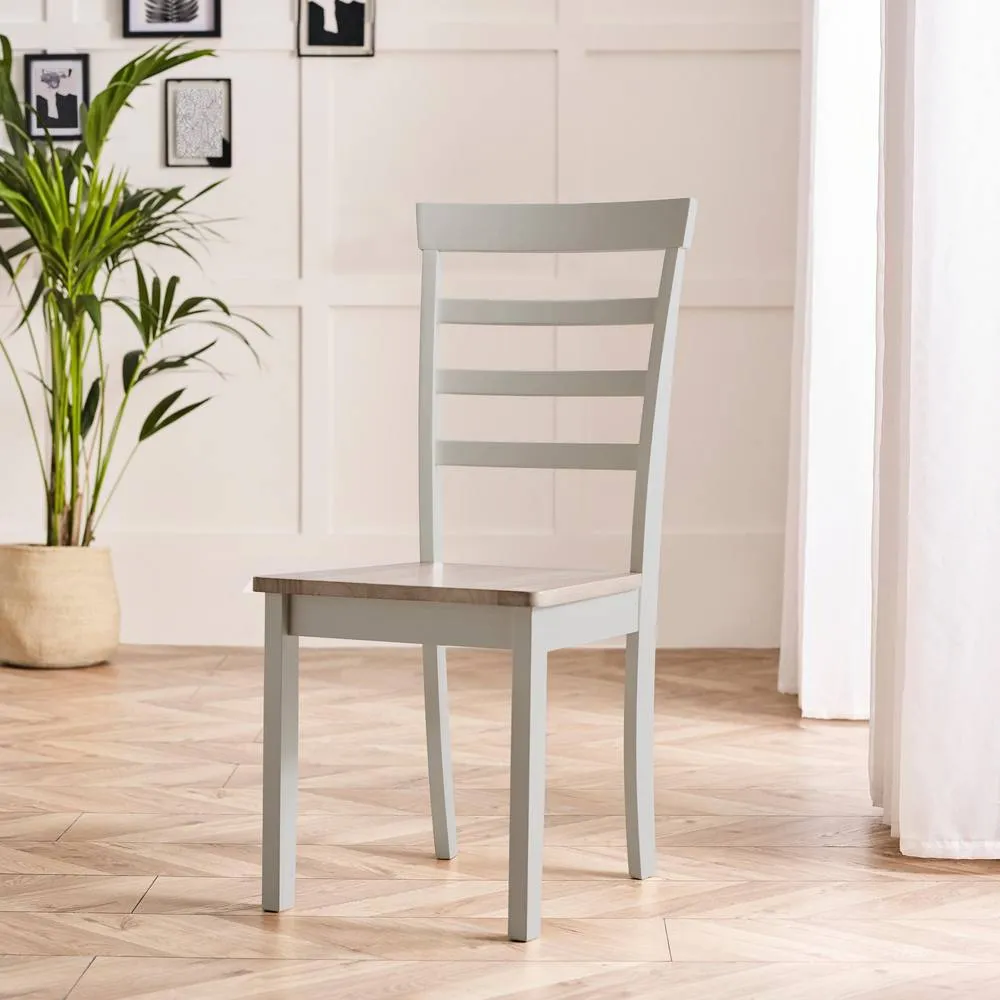 FurnitureboxUK 2x Whitby Whitewashed & Grey Solid Wood Dining Chairs in White 2