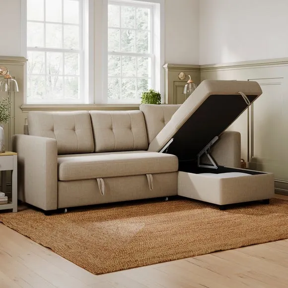 Barker Flatweave Trundle Corner Chaise Sofa Bed 3