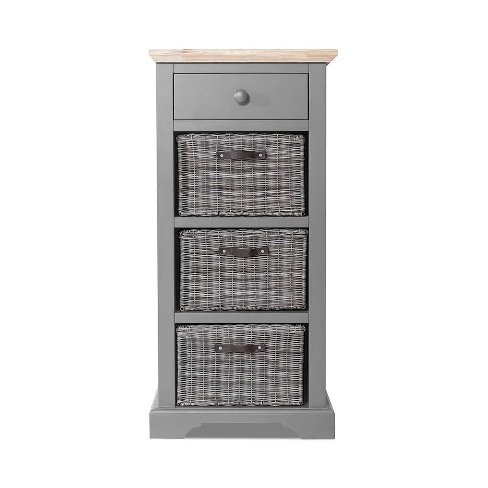 Statement Furniture Florence Tallboy with Drawer & 3 Storage Baskets in Light Grey 5