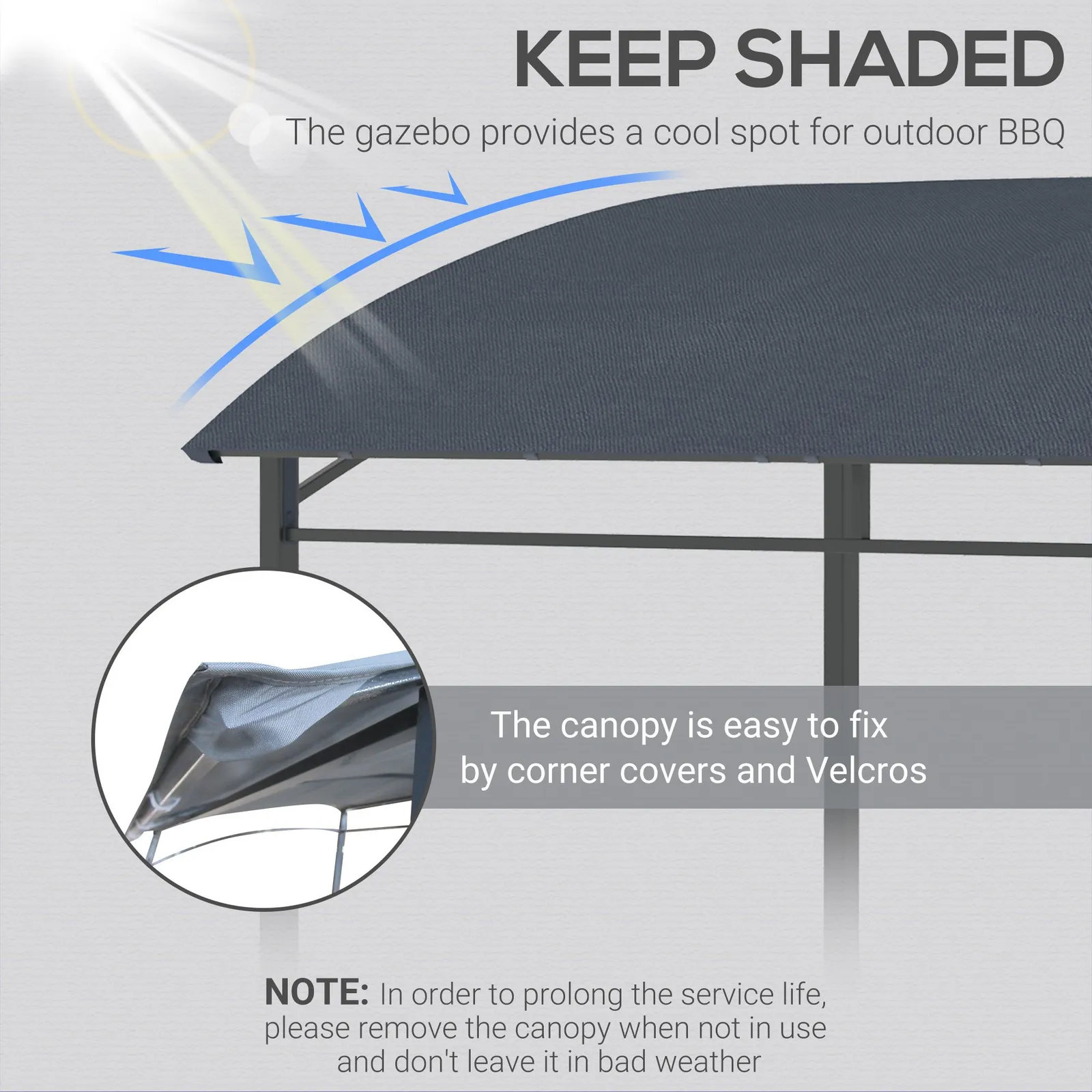 OUTSUNNY 2.2 x 1.5 m BBQ Gazebo Tent Sun Shade with Canopy in Dark Grey 4
