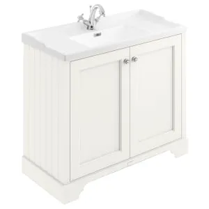 Bayswater Victrion Pointing White Traditional Freestanding Vanity Unit & White Recessed Basin - 1000mm