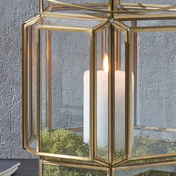 Brass Wide Hexagon Lantern 2