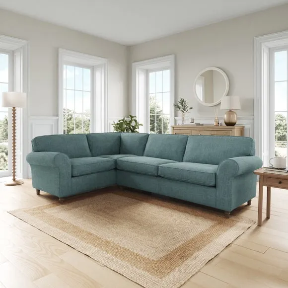 Flori Tonal Plush Chenille Corner Sofa 1