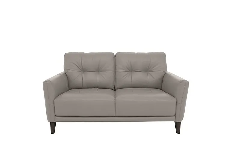 Uno Leather 2 Seater Sofa - Silver Grey